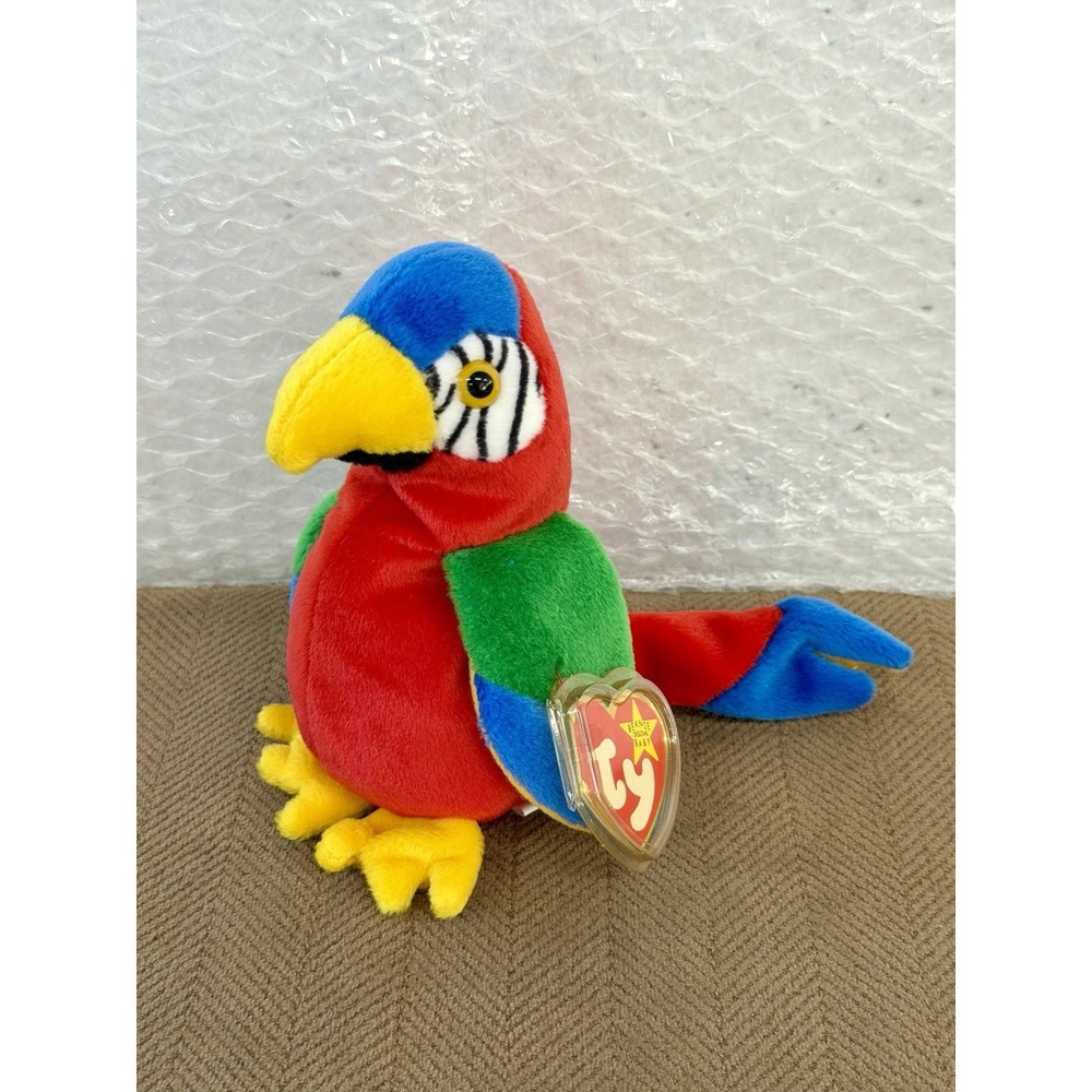 Rare Vintage Ty 4197 Beanie Baby Jabber The Parrot Tropical Bird Sealed Tag